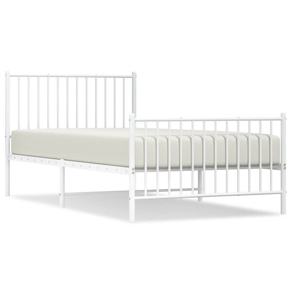 vidaXL Cadre de lit m&eacute;tal sans matelas et pied de lit blanc 100x200 cm