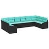 vidaXL Ensemble de Canap&eacute;s avec coussin 10 pcs Noir polyrotin