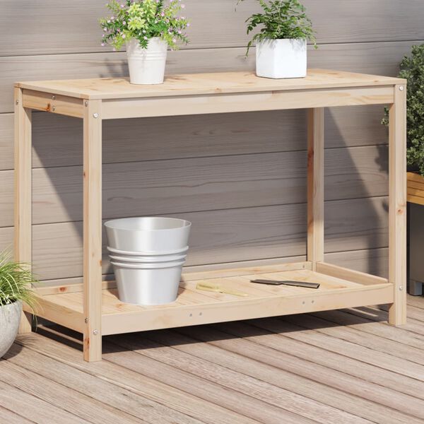vidaXL Table de rempotage avec étagère 108x50x75 cm bois massif de pin