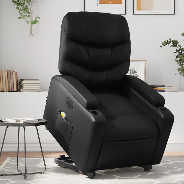 vidaXL Fauteuil inclinable de massage électrique noir similicuir