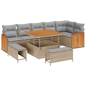 vidaXL Ensemble de canap&eacute; de jardin 9 pcs Beige et Gris clair