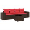 vidaXL Ensemble de canap&eacute; de jardin 5 pcs avec coussins marron r&eacute;sine tress&eacute;e