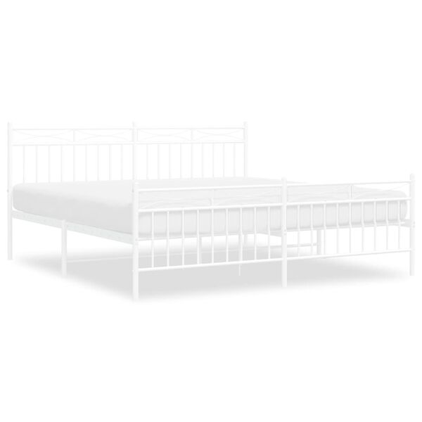 vidaXL Cadre de lit métal sans matelas et pied de lit blanc 183x213 cm