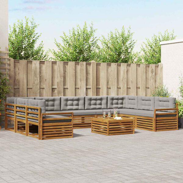 vidaXL Ensembles de canap&eacute;s avec coussin 10 pcs Gris Naturel et Clair