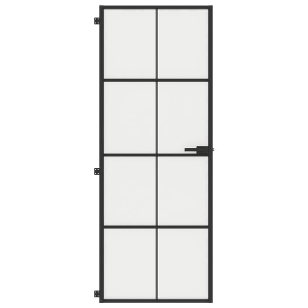 vidaXL Porte int&eacute;rieure mince noir 76x201,5 cm verre tremp&eacute; aluminium