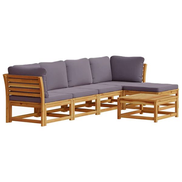 vidaXL Salon de jardin 6 pcs avec coussins bois d'acacia solide