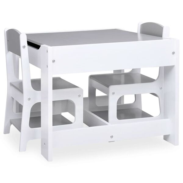 vidaXL Table pour enfants avec 2 chaises Blanc MDF