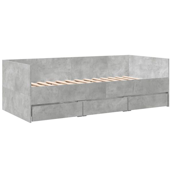 vidaXL Lit de jour avec tiroirs sans matelas gris béton 100x200 cm