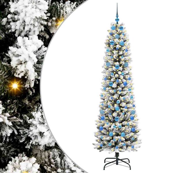 vidaXL Sapin de No&euml;l artificiel Blanc 210 cm PVC, m&eacute;tal et plastique