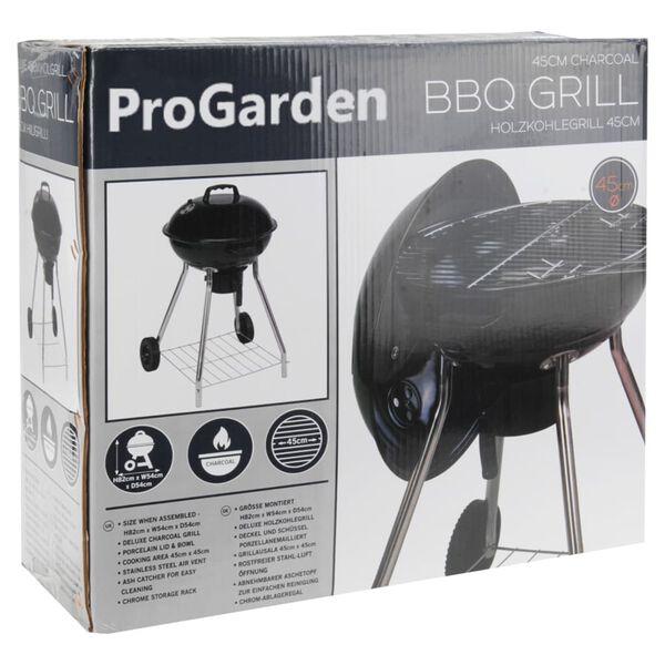 ProGarden Barbecue sur roues 47 cm noir