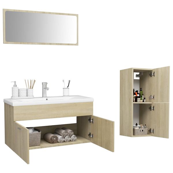 vidaXL Ensemble de meubles de salle de bain Ch&ecirc;ne sonoma Agglom&eacute;r&eacute;