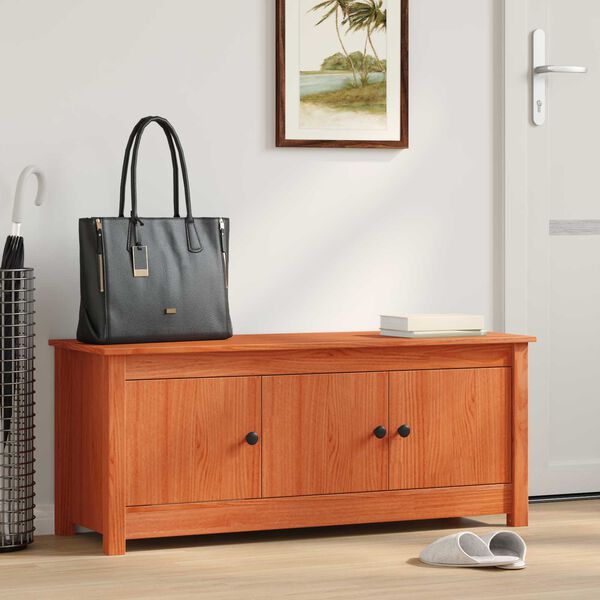 vidaXL Cabinet &agrave; chaussures Brun Cir&eacute; 110 x 38 x 45,5 cm Pin massif