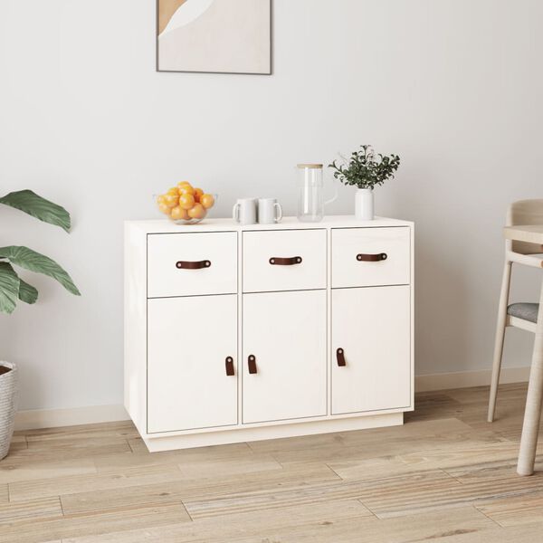 vidaXL Buffet Blanc 100x40x75 cm Bois massif de pin