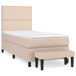vidaXL Sommier &agrave; lattes de lit avec matelas Cappuccino 90x190 cm