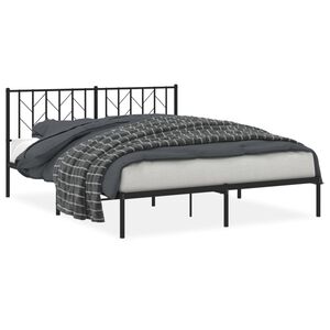 vidaXL Cadre de lit m&eacute;tal sans matelas et t&ecirc;te de lit noir 160x200 cm