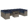 vidaXL Ensemble de canap&eacute; de jardin 11 pcs avec coussins gris r&eacute;sine tress&eacute;e