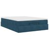 vidaXL Cadre de lit ottoman avec matelas bleu fonc&eacute; 140x190 cm velours