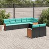 vidaXL Salon de jardin 8 pcs avec coussins noir r&eacute;sine tress&eacute;e