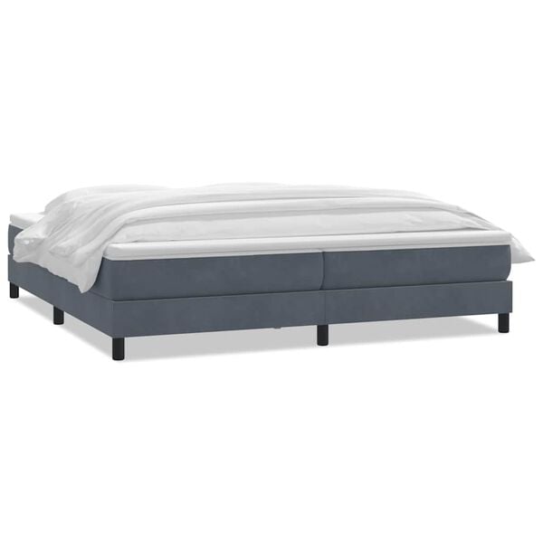 vidaXL Sommier &agrave; lattes de lit et matelas gris fonc&eacute; 180x220cm velours