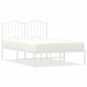 vidaXL Cadre de lit m&eacute;tal sans matelas et t&ecirc;te de lit blanc 120x190 cm