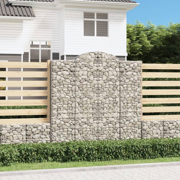 vidaXL Paniers à gabions arqués 2 pcs 200x50x200/220 cm Fer galvanisé