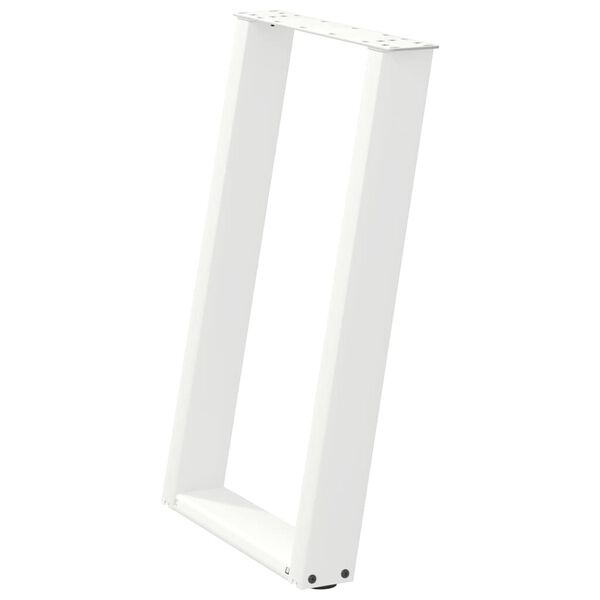 vidaXL Pieds de table &agrave; manger en U 2 pi&egrave;ces Blanc 60 x (72-73) cm Acier