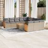 vidaXL Salon de jardin et coussins 13 pcs m&eacute;lange beige r&eacute;sine tress&eacute;e
