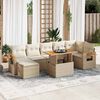 vidaXL Salon de jardin avec coussins 8 pcs beige r&eacute;sine tress&eacute;e acacia
