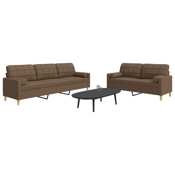 vidaXL Ensemble de canap&eacute;s 2 pcs avec coussins d&eacute;coratifs marron tissu