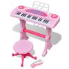 vidaXL Clavier jouet d'enfants et tabouret/microphone 37 touches Rose