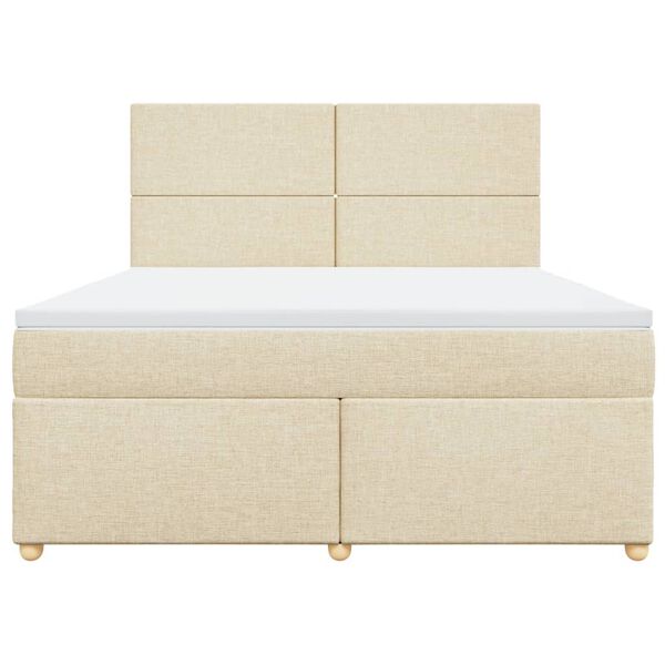 vidaXL Sommier &agrave; lattes de lit avec matelas Cr&egrave;me 180x200 cm Tissu