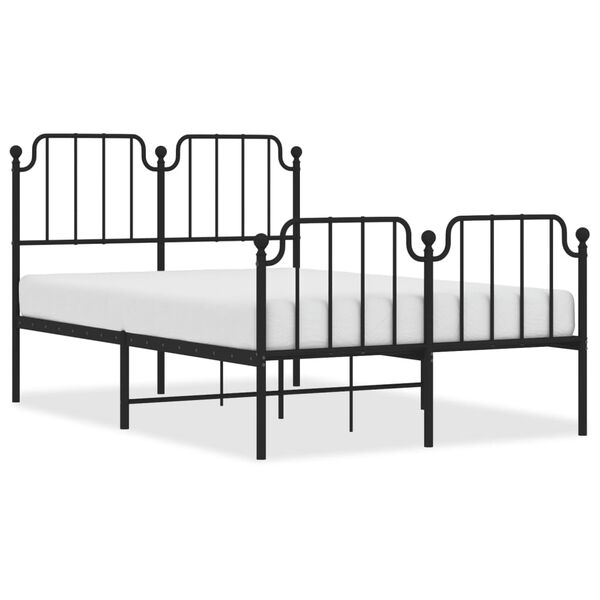 vidaXL Cadre de lit m&eacute;tal sans matelas avec pied de lit noir 120x200cm