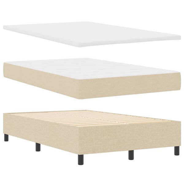 vidaXL Lit &agrave; ressorts avec matelas Cr&egrave;me 120 x 190 cm tissu