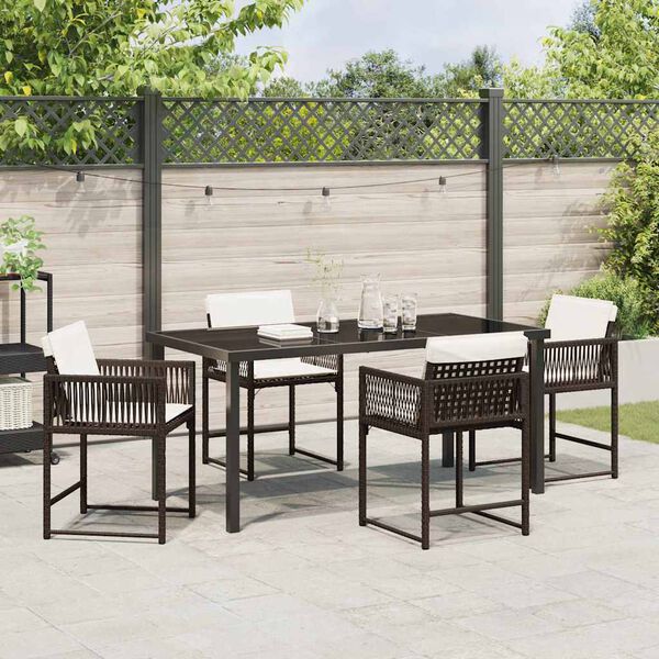 vidaXL Ensemble de salle à manger pour jardin 5 pcs Marron polyrotin