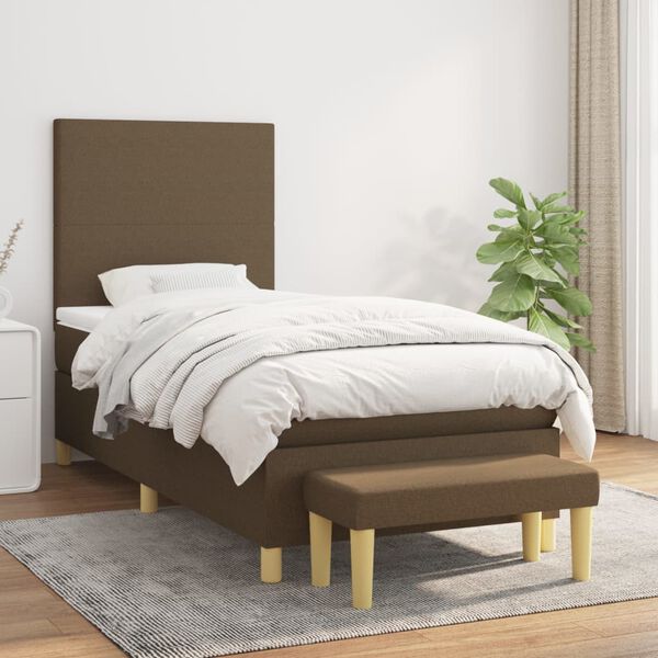 vidaXL Sommier &agrave; lattes de lit avec matelas Marron fonc&eacute; 100x200 cm