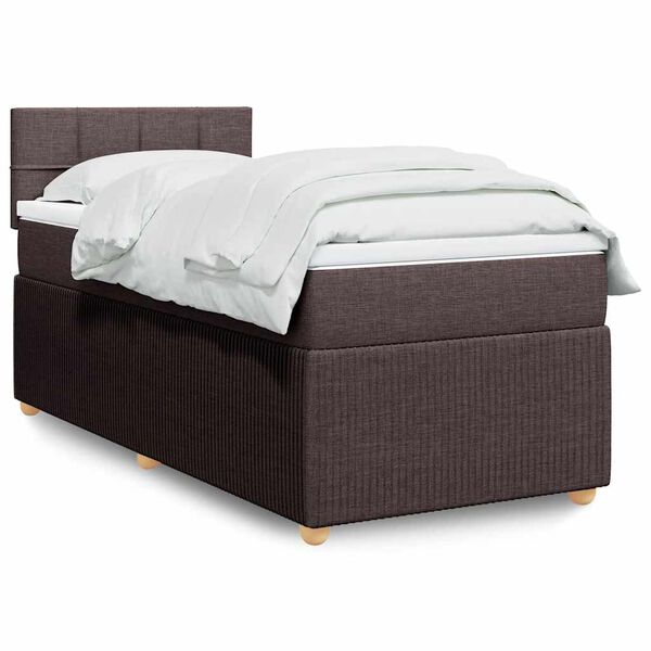 vidaXL Sommier &agrave; lattes de lit avec matelas Marron fonc&eacute; 90x200 cm