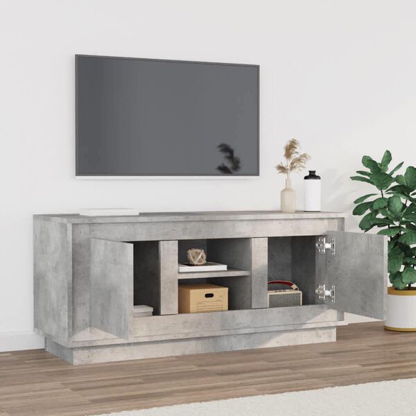 vidaXL Meuble TV gris b&eacute;ton 102x35x45 cm bois d'ing&eacute;nierie