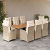 vidaXL Ensemble &agrave; manger de jardin et coussins 9 pcs beige Poly rotin