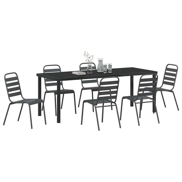 vidaXL Ensemble de salle &agrave; manger pour jardin 7 pcs Anthracite