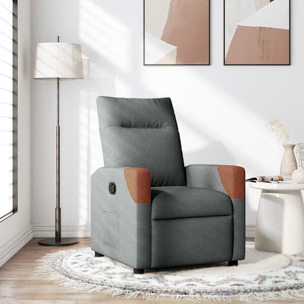 vidaXL Fauteuil inclinable en tissu gris foncé