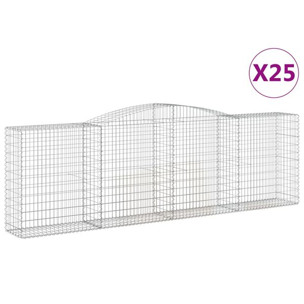 vidaXL Paniers à gabions arqués 25 pcs 400x50x120/140 cm Fer galvanisé