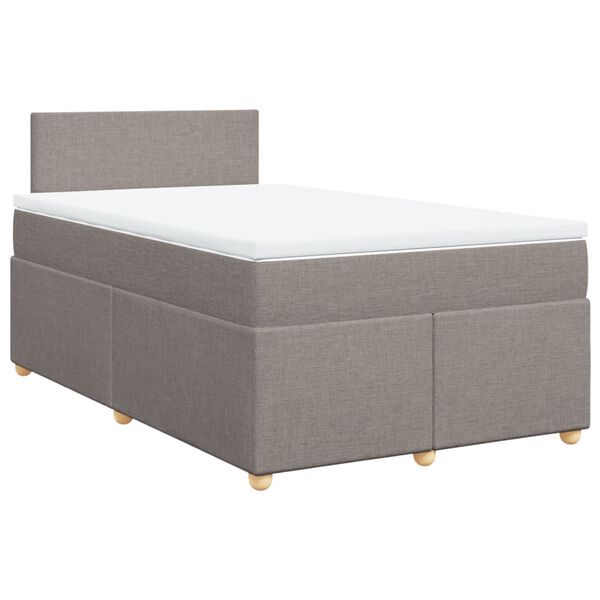 vidaXL Sommier &agrave; lattes de lit avec matelas Taupe 120x200 cm Tissu
