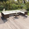 vidaXL Salon de jardin 11 pcs avec coussins R&eacute;sine tress&eacute;e Marron