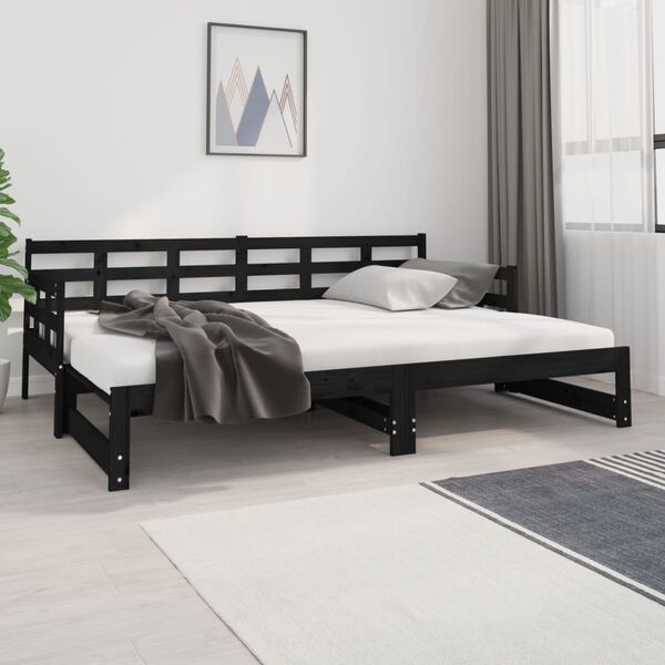 vidaXL Lit coulissant sans matelas noir 2x(80x200)cm