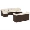 vidaXL Salon de jardin 10 pcs avec coussins marron r&eacute;sine tress&eacute;e