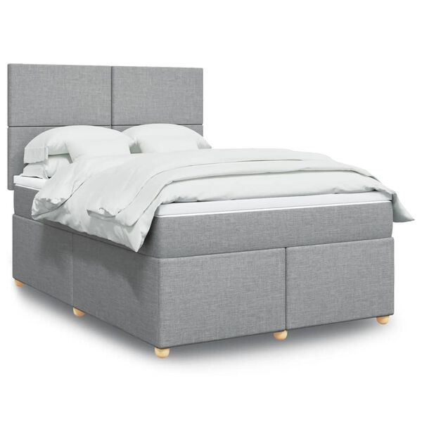 vidaXL Sommier &agrave; lattes de lit avec matelas Gris clair 140x200cm Tissu