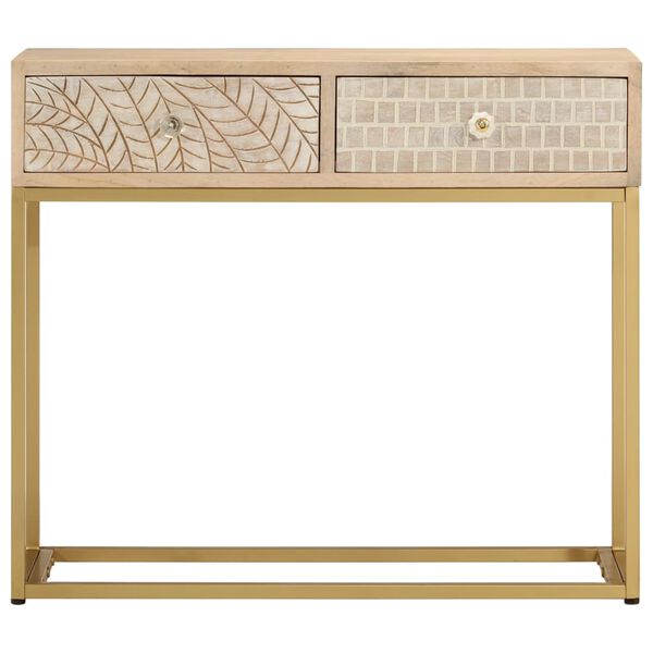 vidaXL Table console 90x30x76 cm bois massif de manguier et fer