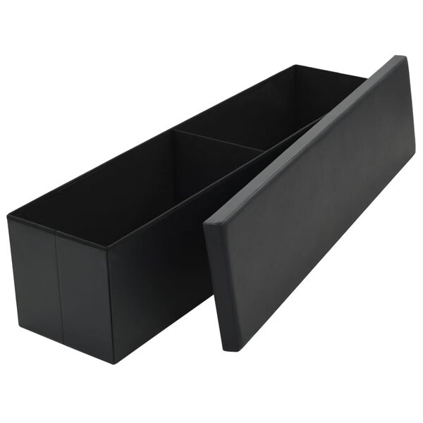vidaXL Banc de rangement pliable Similicuir 150 x 38 x 38 cm Noir