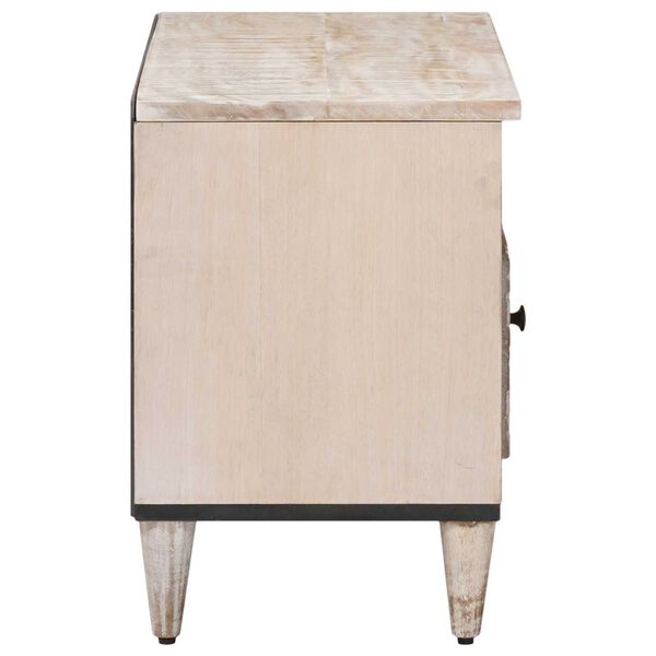 vidaXL Meuble TV Blanc 80 x 33,5 x 46 cm Bois de mangue massif