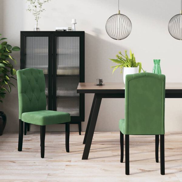 vidaXL Chaises &agrave; manger lot de 2 Vert fonc&eacute; Velours